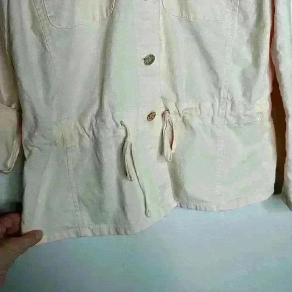 White House Black Market Lightweight‎ Denim Jacket Peach Sz 6 - Picture 8 of 10